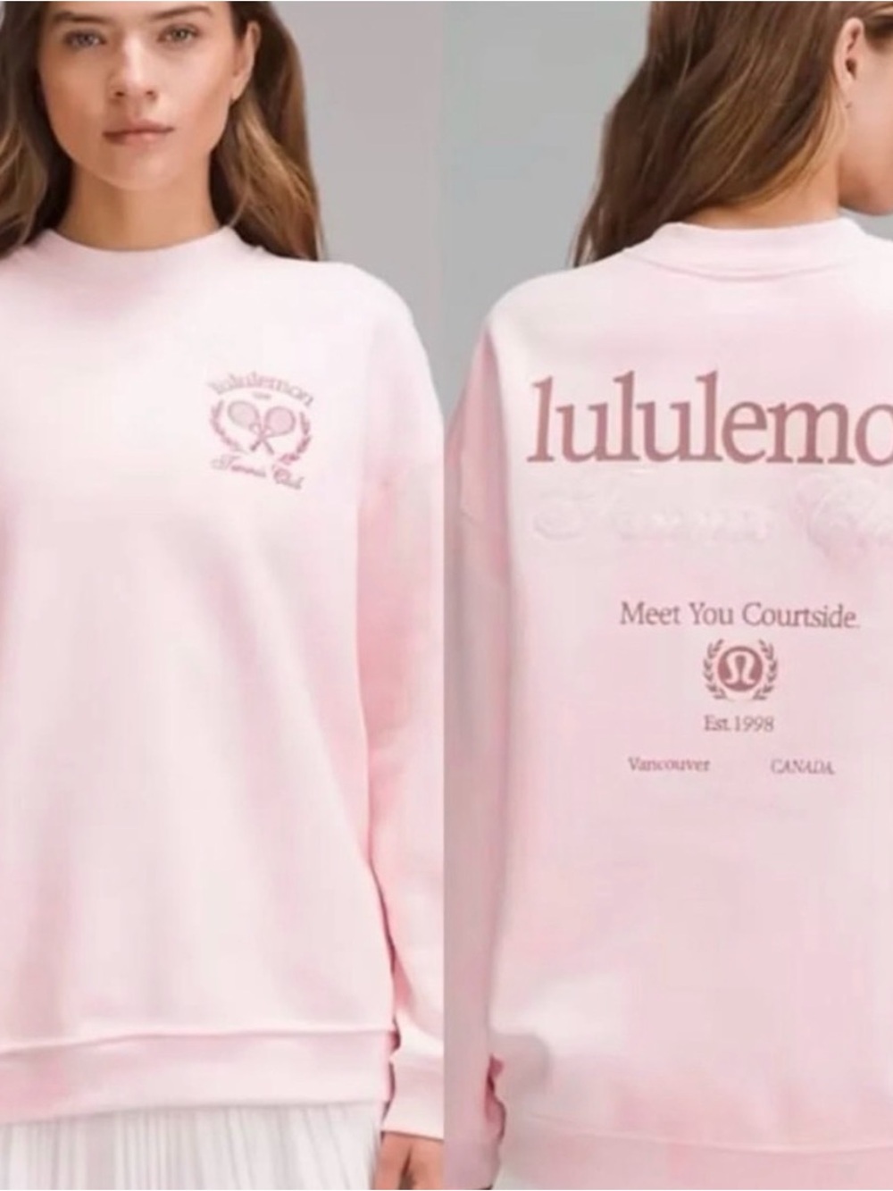 lululemon athletica Women’s Pink Crewneck Sweatshirt tennis club logo M